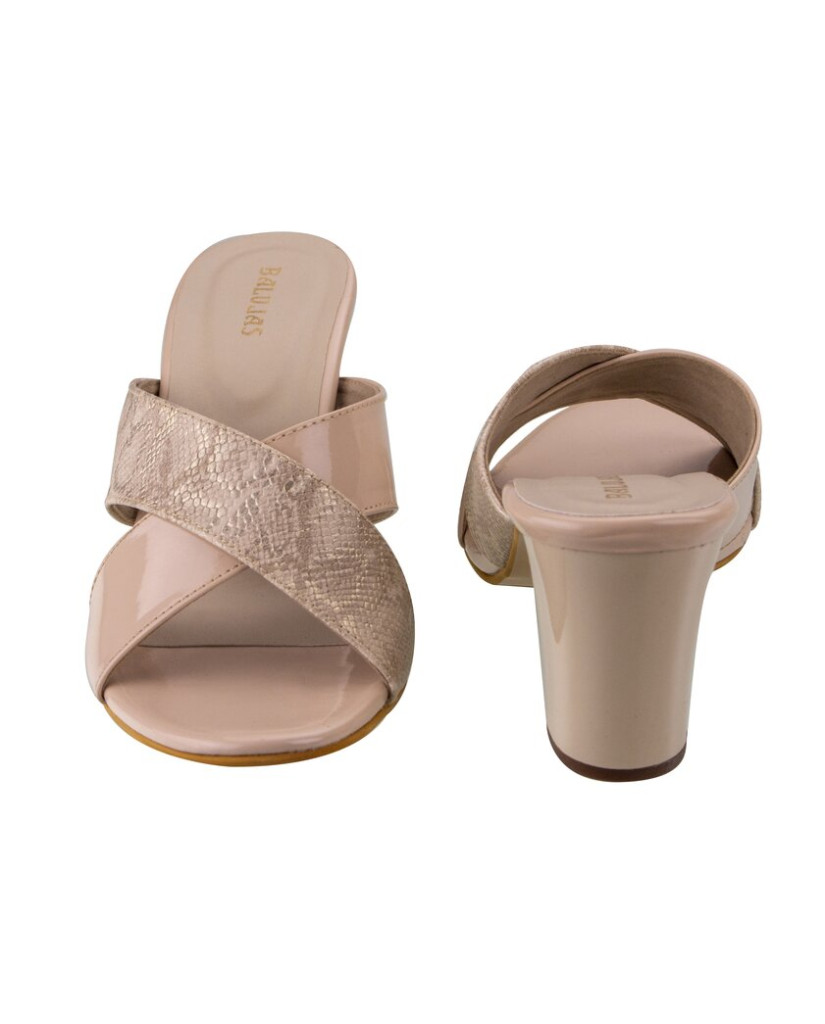 283 : Balujas Beige Block Heel Ladies Slipper