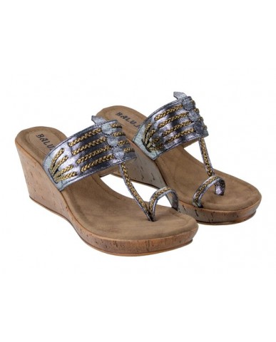 2062: Balujas Grey Wedge Heel Ladies Slipper
