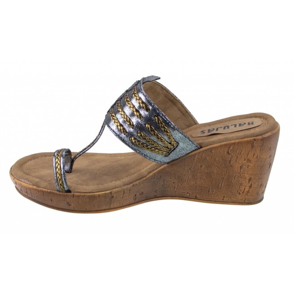 2062: Balujas Grey Wedge Heel Ladies Slipper