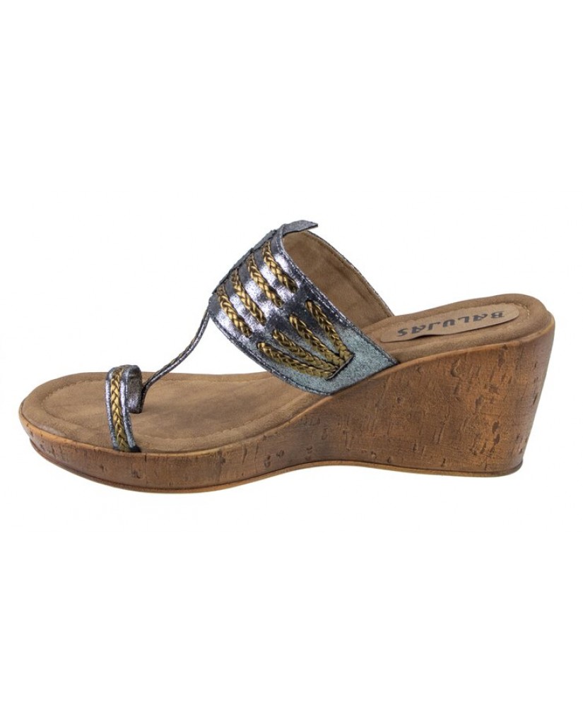 2062: Balujas Grey Wedge Heel Ladies Slipper