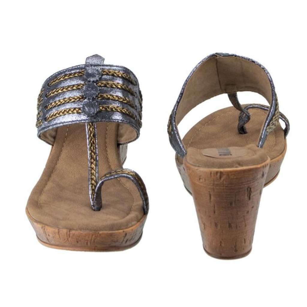 2062: Balujas Grey Wedge Heel Ladies Slipper