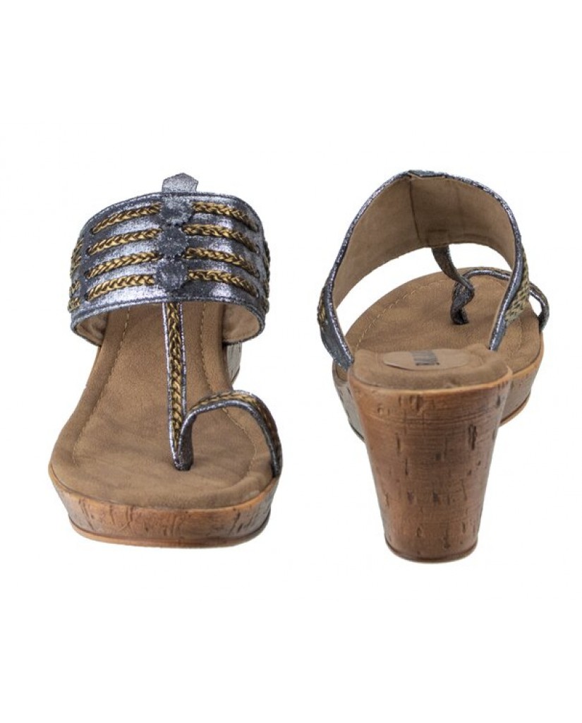 2062: Balujas Grey Wedge Heel Ladies Slipper