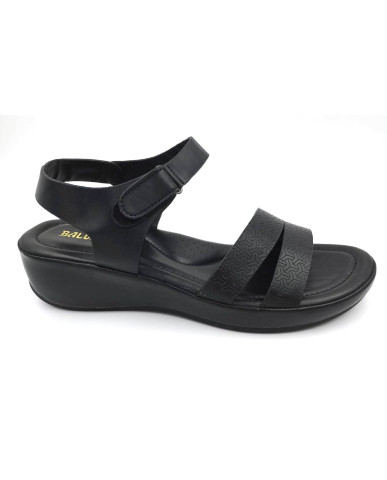 F45-5764: Balujas Black Wedge Heel Ladies Sandals