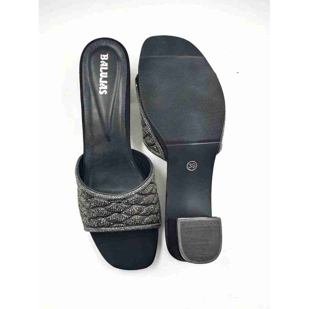 11535: Balujas Black Block Heel 