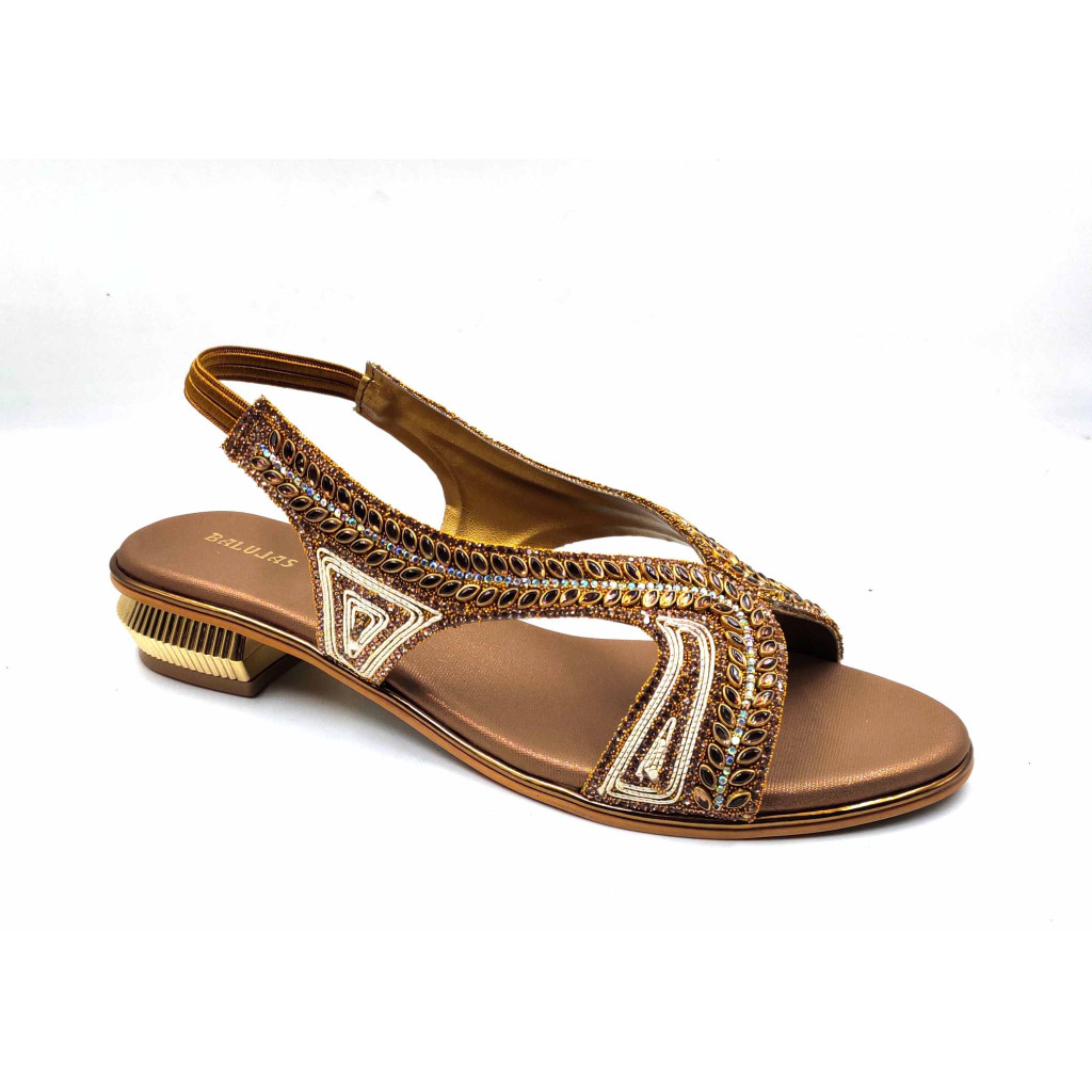 4706: Balujas Golden Mid Heel Sandal 