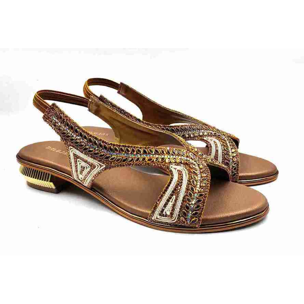 4706: Balujas Golden Mid Heel Sandal 