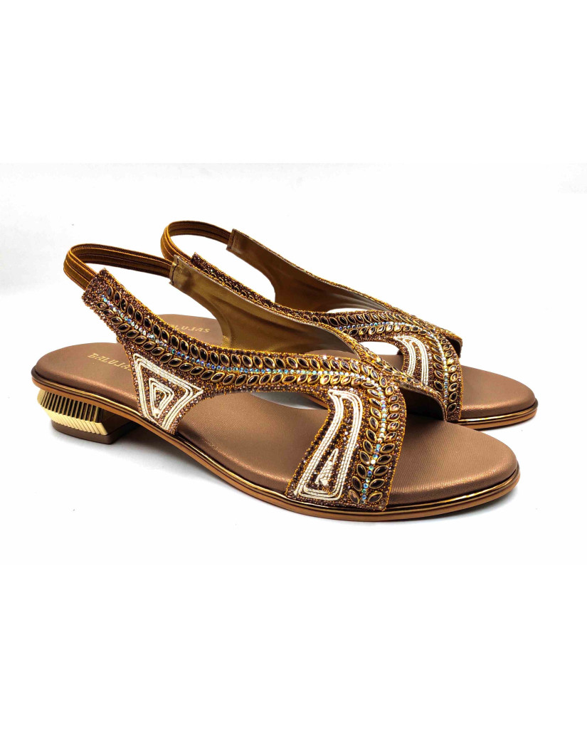 4706: Balujas Golden Mid Heel Sandal 