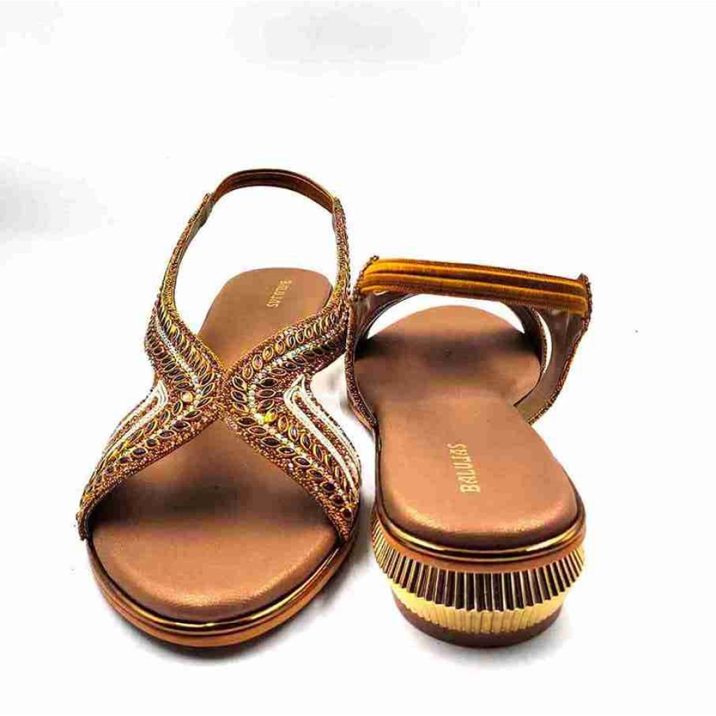 4706: Balujas Golden Mid Heel Sandal 