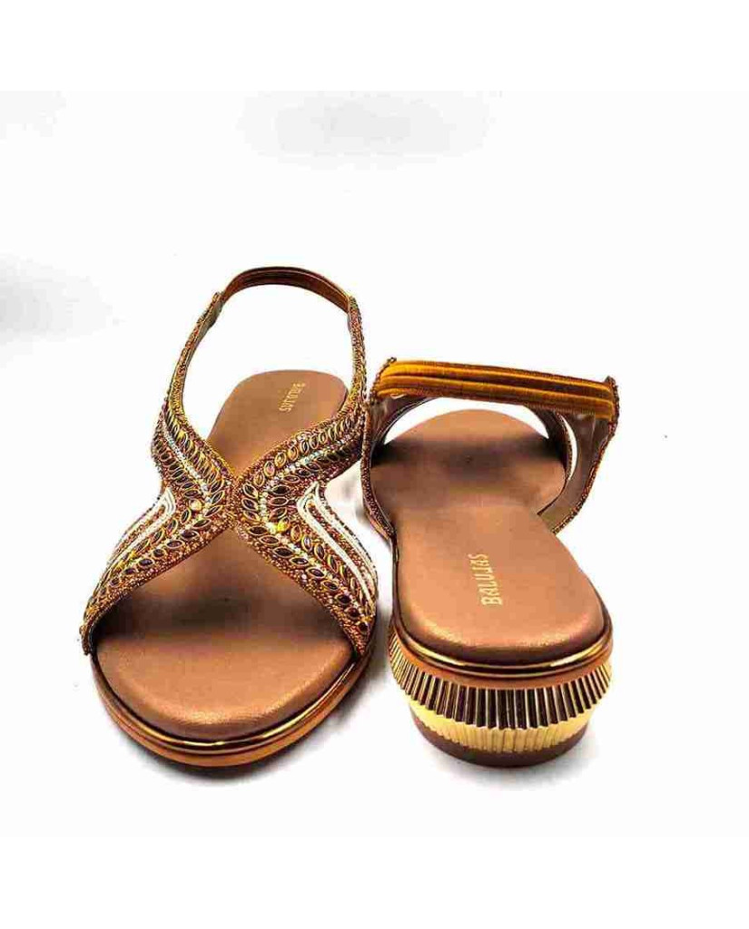 4706: Balujas Golden Mid Heel Sandal 