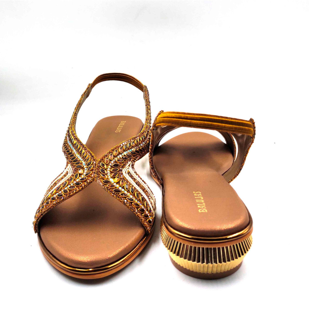 4706: Balujas Golden Mid Heel Sandal 