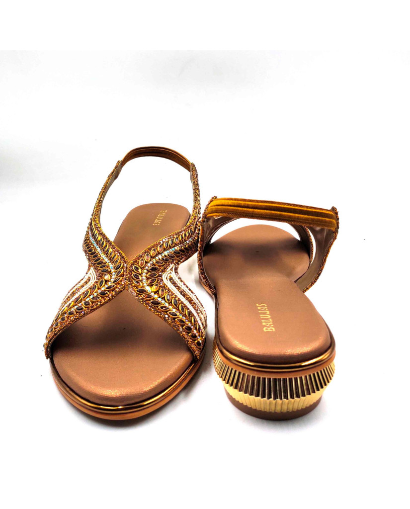 4706: Balujas Golden Mid Heel Sandal 
