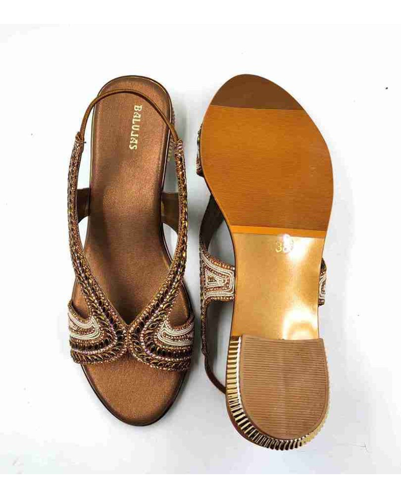 4706: Balujas Golden Mid Heel Sandal 