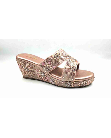 86-13: Balujas Rose-Gold Wedge Heel Slipper