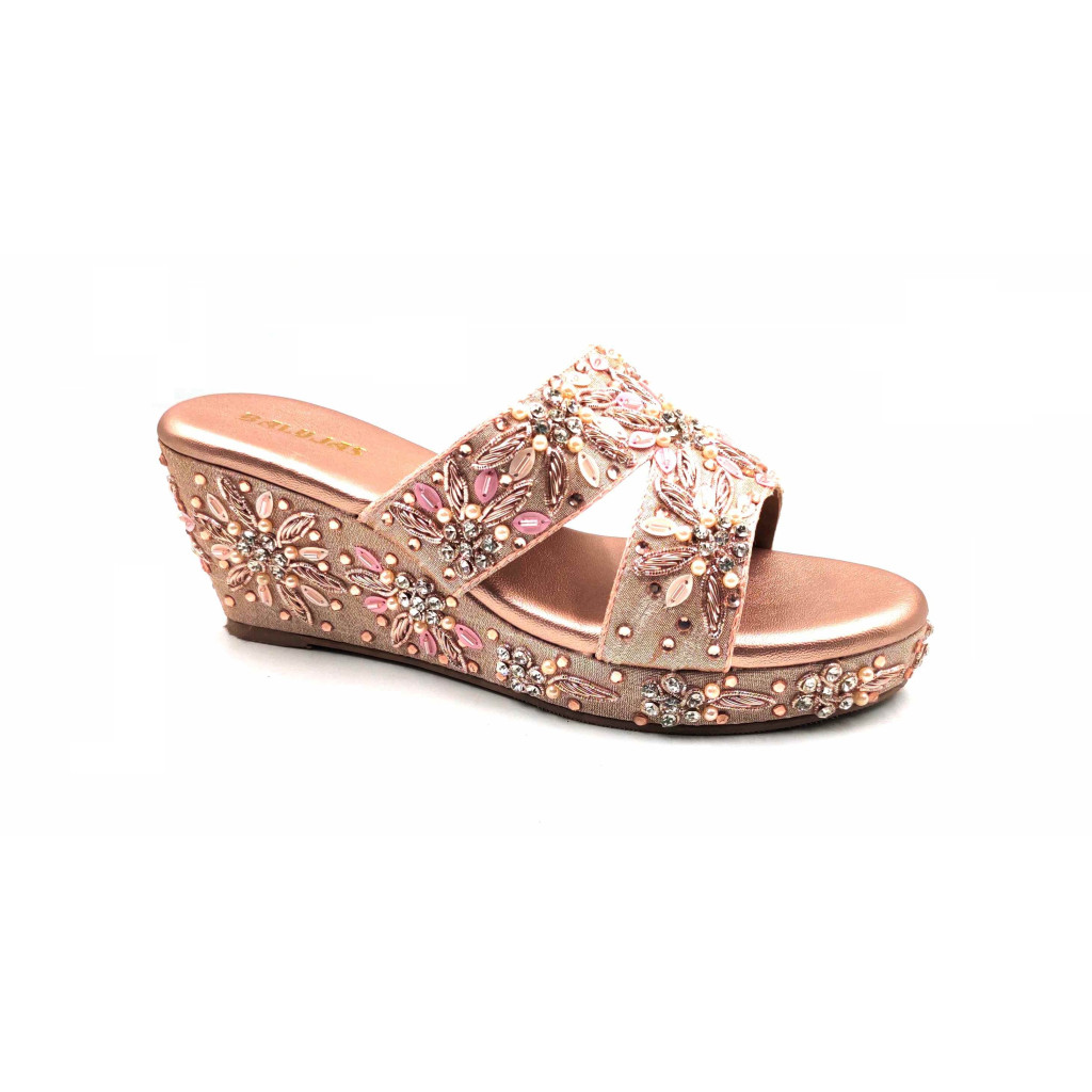 86-13: Balujas Rose-Gold Wedge Heel Slipper
