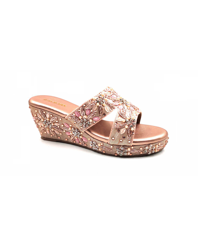 86-13: Balujas Rose-Gold Wedge Heel Slipper