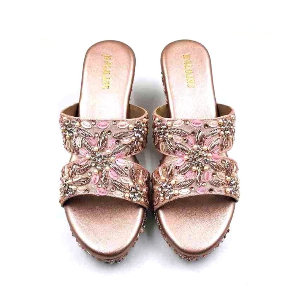 86-13: Balujas Rose-Gold Wedge Heel Slipper