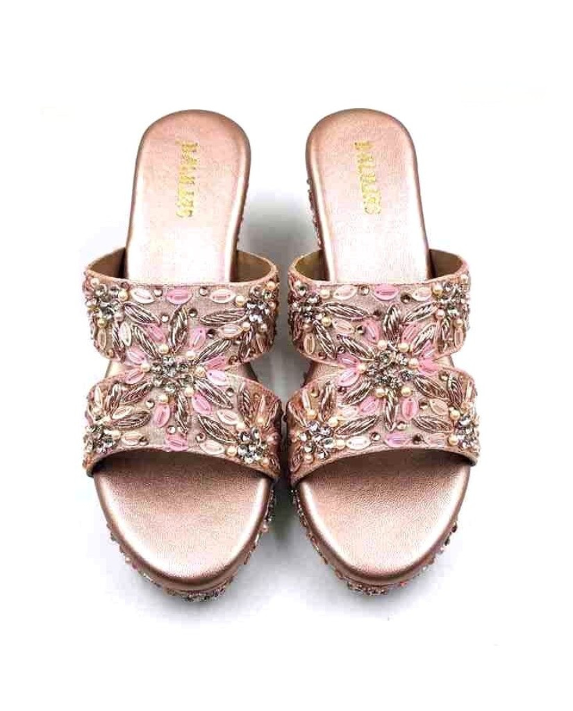 86-13: Balujas Rose-Gold Wedge Heel Slipper