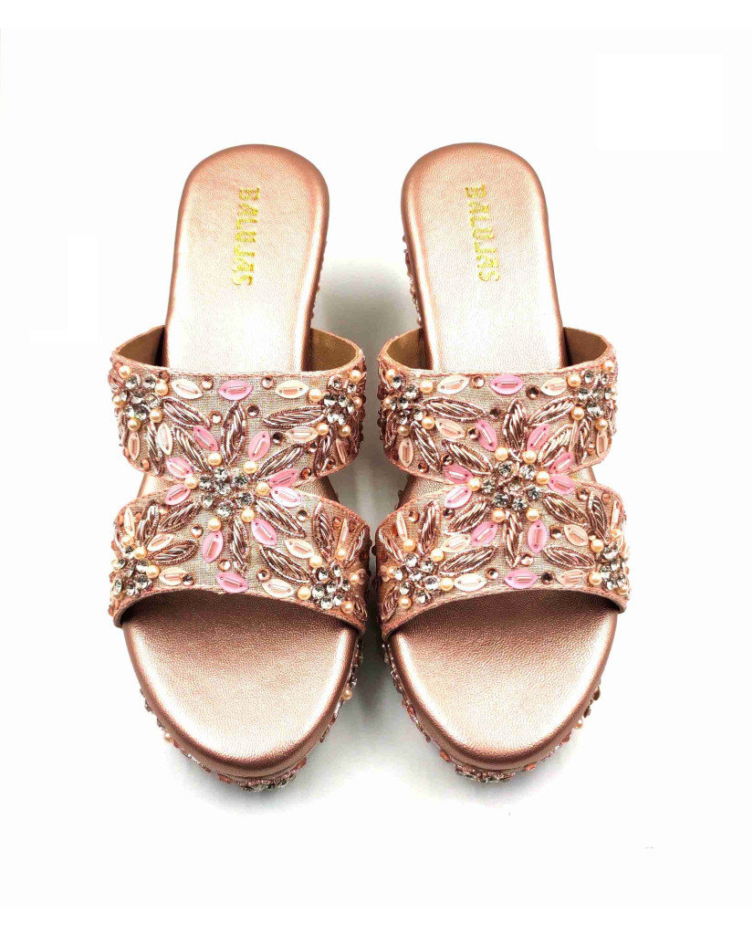 86-13: Balujas Rose-Gold Wedge Heel Slipper