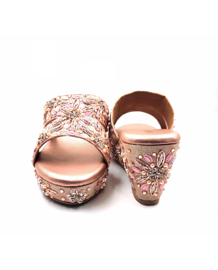 86-13: Balujas Rose-Gold Wedge Heel Slipper