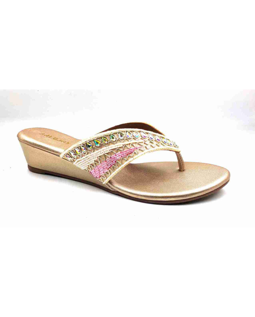 86-153: Balujas Gold Wedge Heel Slipper