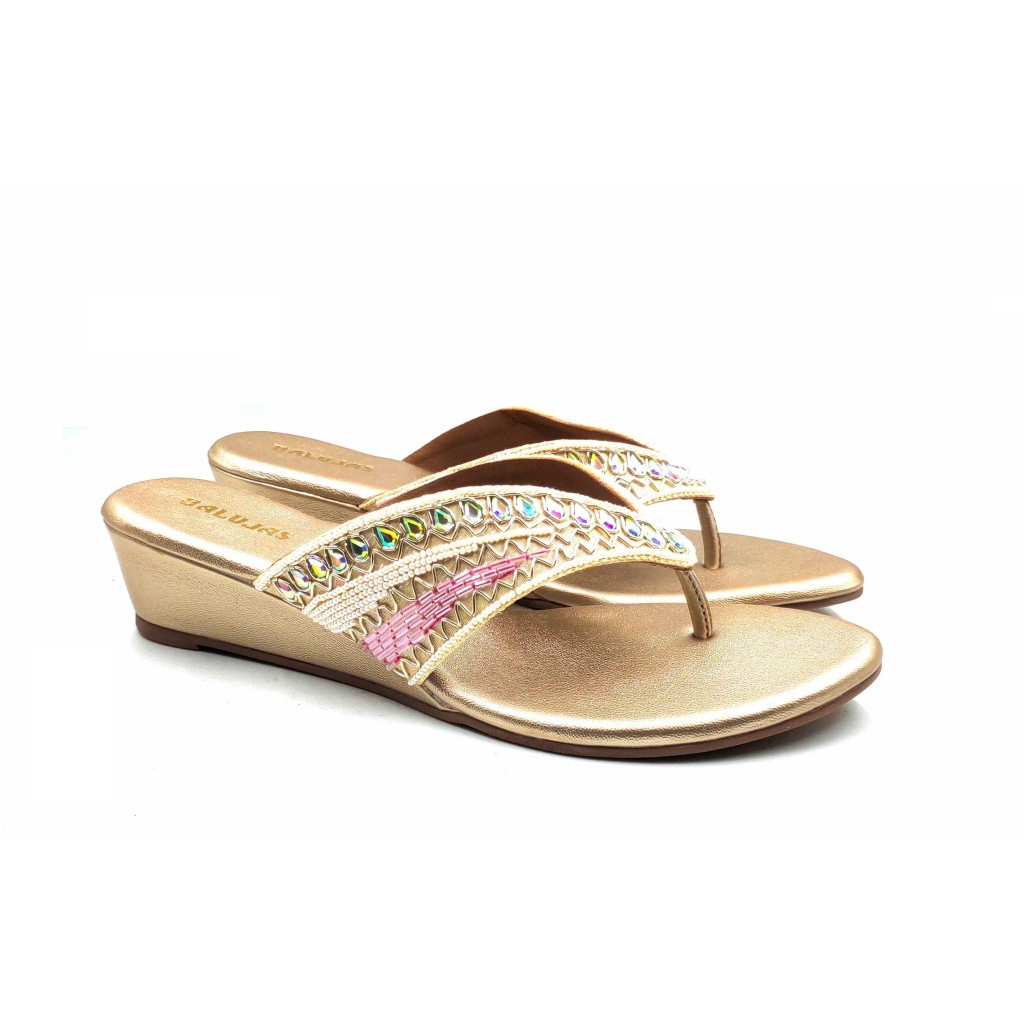 86-153: Balujas Gold Wedge Heel Slipper