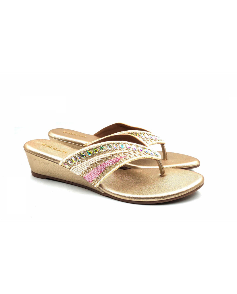 86-153: Balujas Gold Wedge Heel Slipper