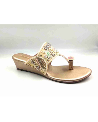 86-163: Balujas Golden Wedge Heel Slipper