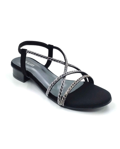 2126: Balujas Women's Black Block Heel Sandal