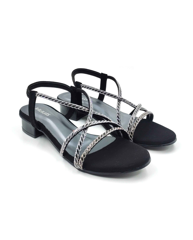 2126: Balujas Women's Black Block Heel Sandal