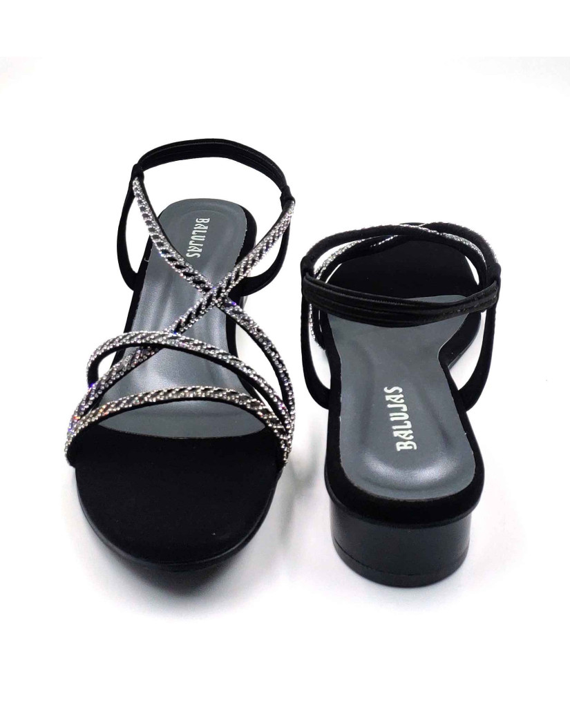 2126: Balujas Women's Black Block Heel Sandal
