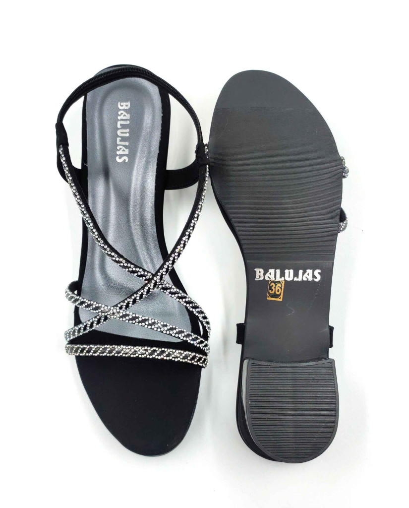 2126: Balujas Women's Black Block Heel Sandal