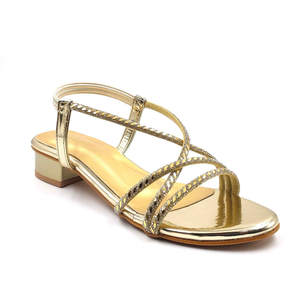 2126: Balujas Women's Gold Block Heel Sandal 2126: Balujas Women's Gold Block Heel Sandal