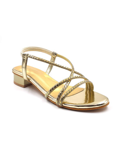 2126: Balujas Women's Gold Block Heel Sandal