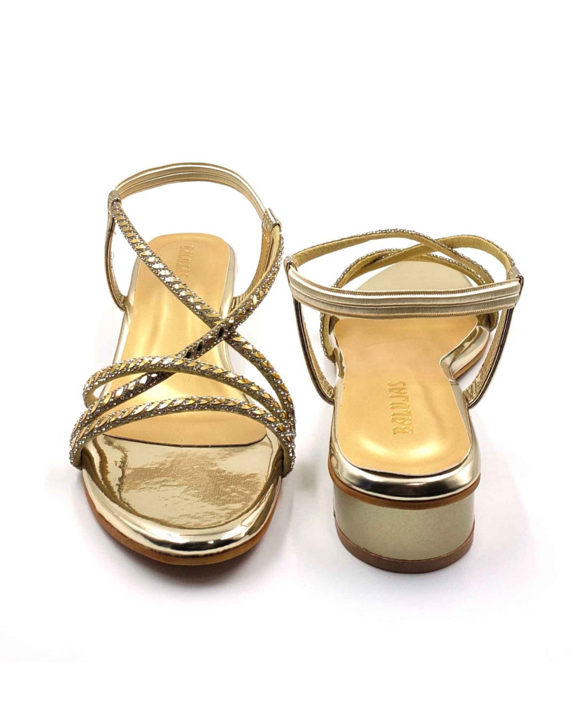 2126: Balujas Women's Gold Block Heel Sandal