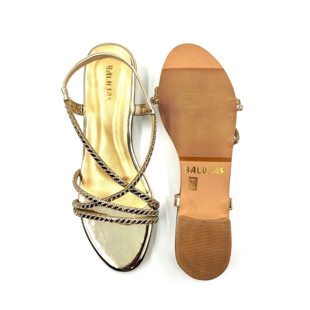 2126: Balujas Women's Gold Block Heel Sandal 2126: Balujas Women's Gold Block Heel Sandal