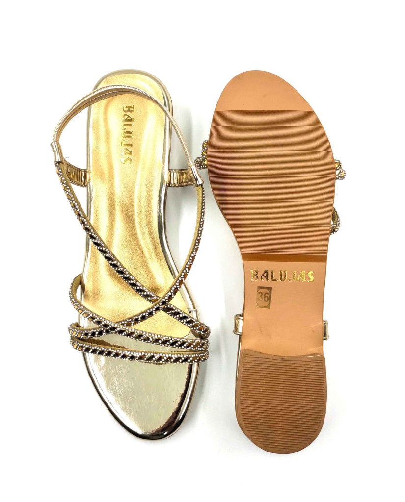 2126: Balujas Women's Gold Block Heel Sandal