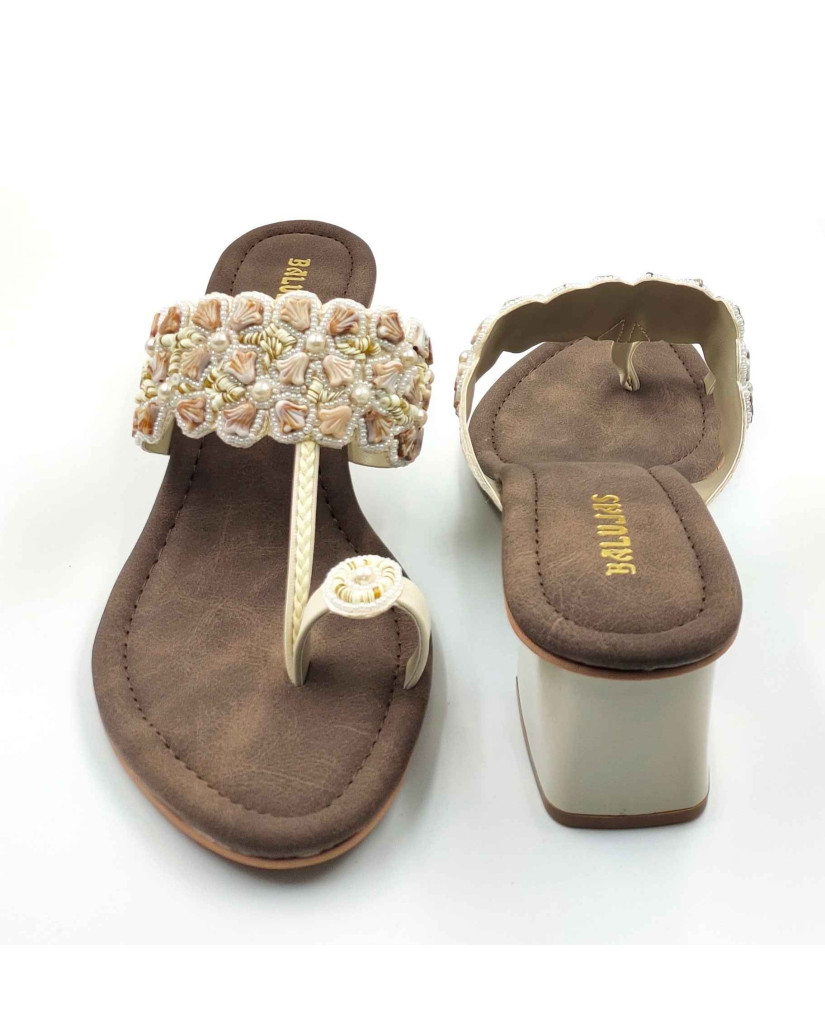 2160: Balujas Embellished Block Heel Slipper