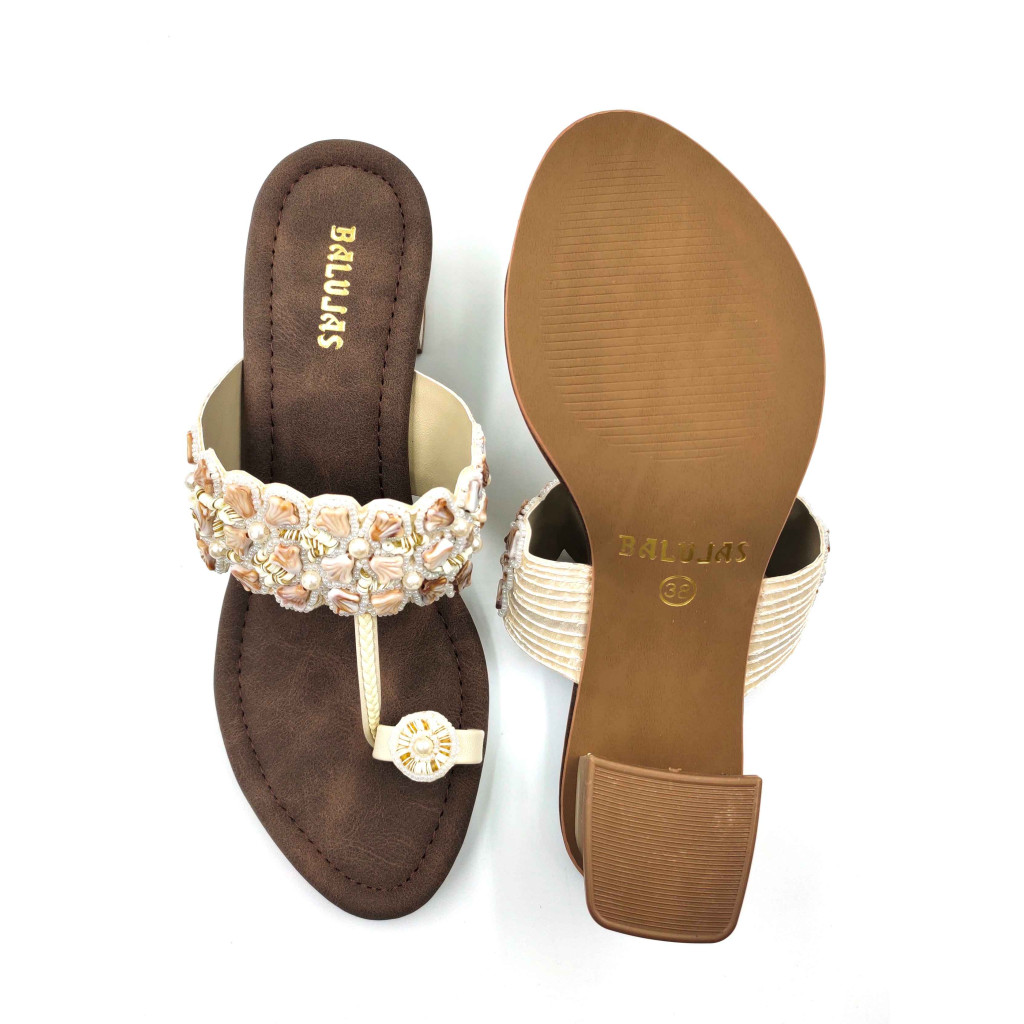 2160: Balujas Embellished Block Heel Slipper