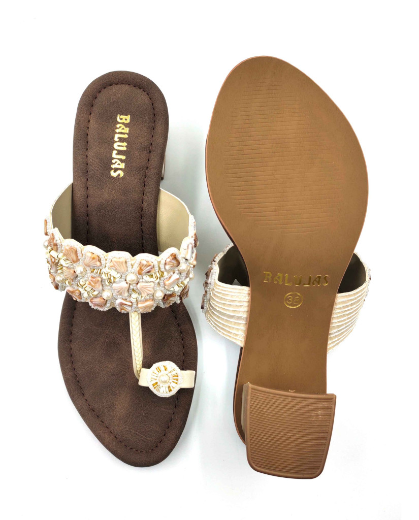 2160: Balujas Embellished Block Heel Slipper