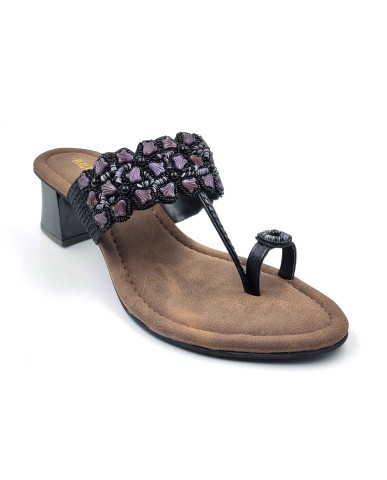 2160: Balujas Embellished Block Heel Slipper