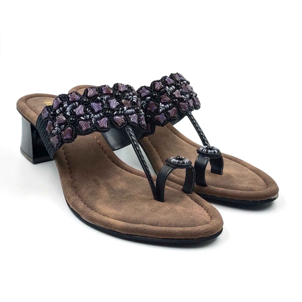 2160: Balujas Embellished Block Heel Slipper