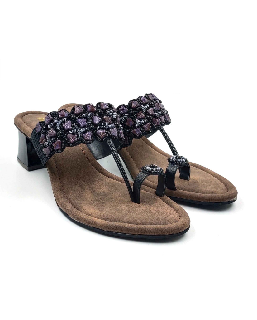 2160: Balujas Embellished Block Heel Slipper