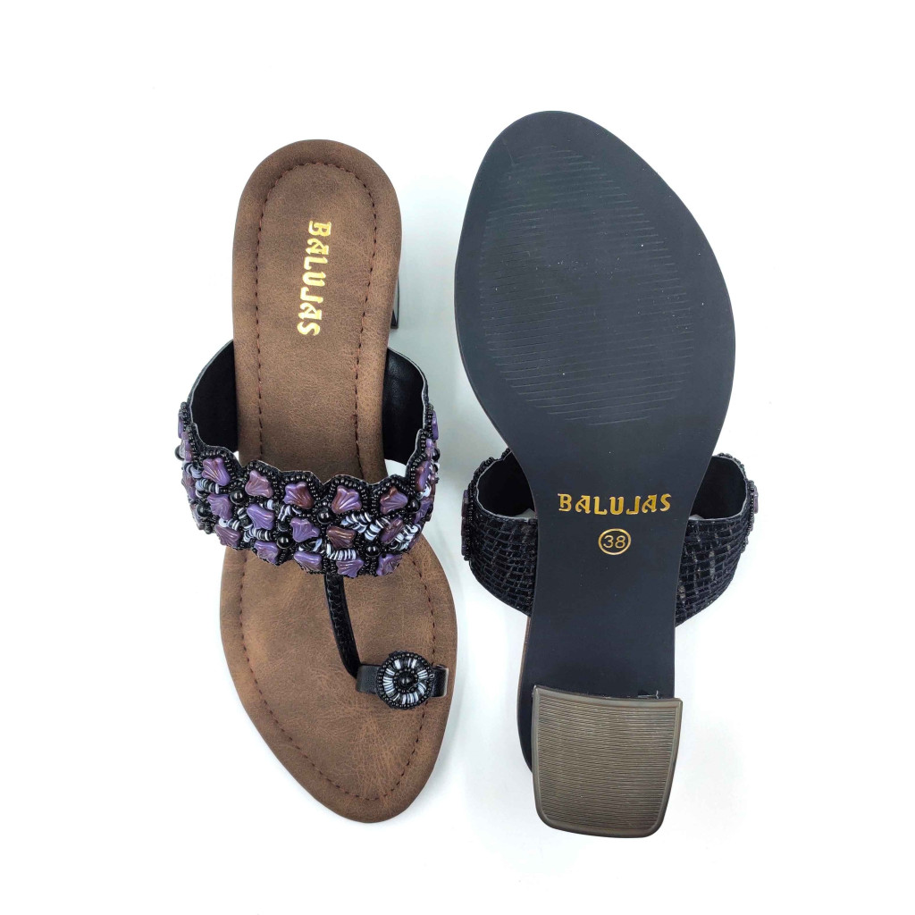 2160: Balujas Embellished Block Heel Slipper