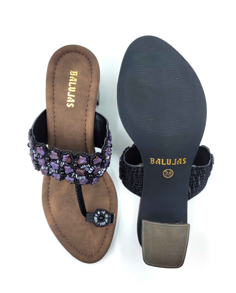 2160: Balujas Embellished Block Heel Slipper