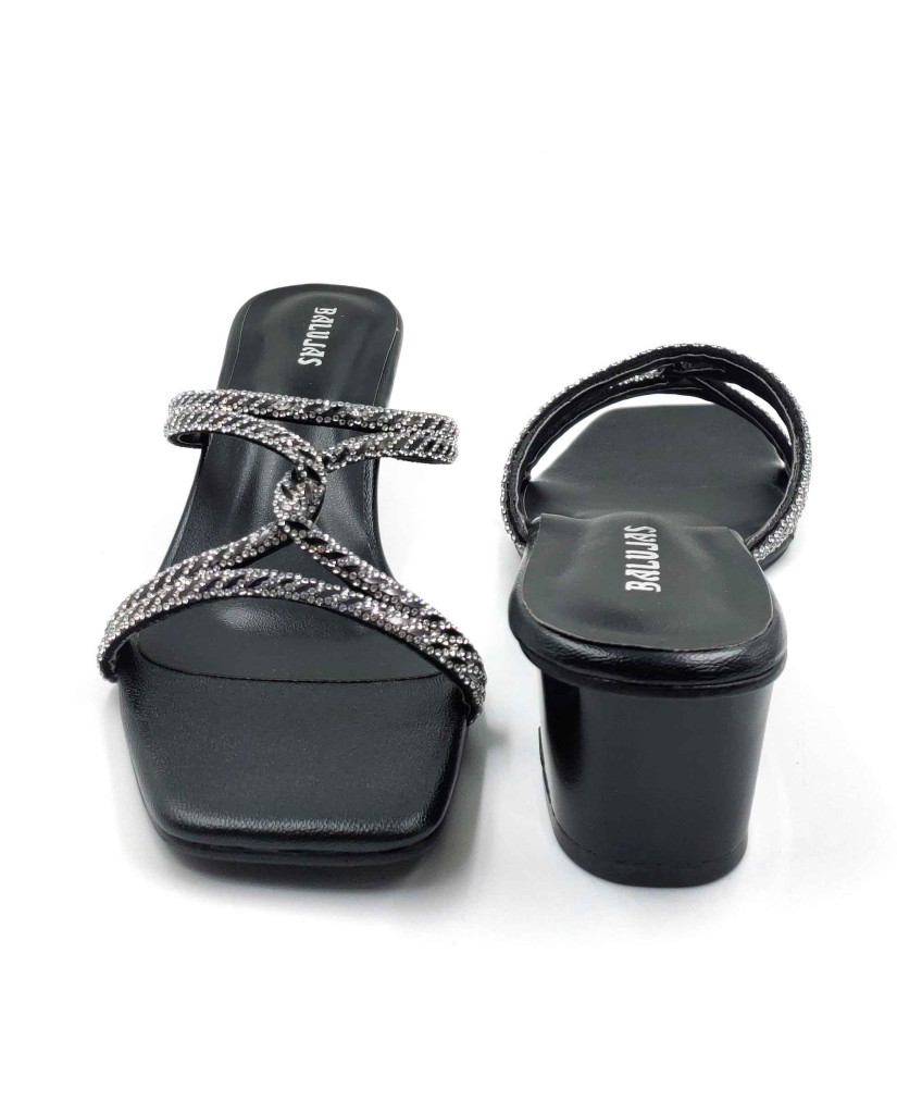 2168: Balujas Women's Black Block Heel Sandal