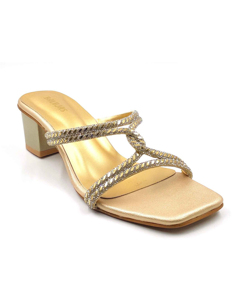 2168: Balujas Women's Gold Block Heel Sandal
