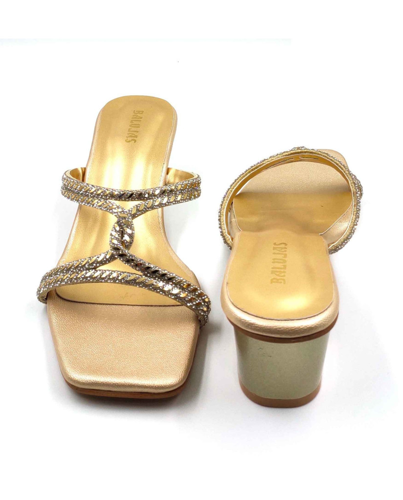 2168: Balujas Women's Gold Block Heel Sandal