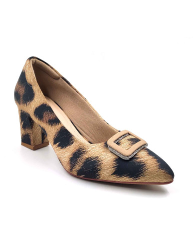 AR00010: Balujas Women's Black Lepoard Design Pumps