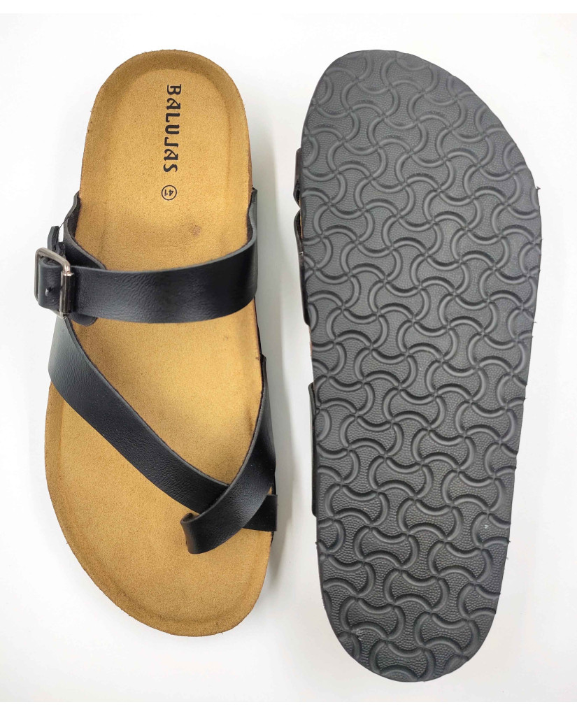 11012: Balujas Men Black Comfort Chappal