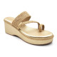 1115 Balujas Gold Wedge Heel Ladies Chappal